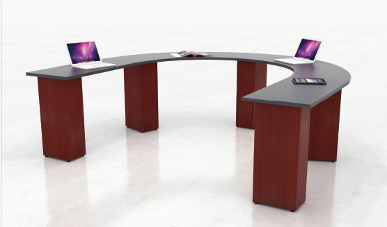 Custom Horseshoe Conference Table Finished in Charcoal and Wild Cherry