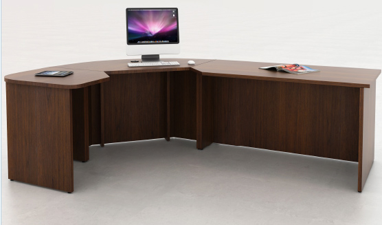 Wave Extended Corner Desk Finished in Brunito Cherry