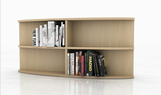 Custom Curved Bookcase Finished in Dune