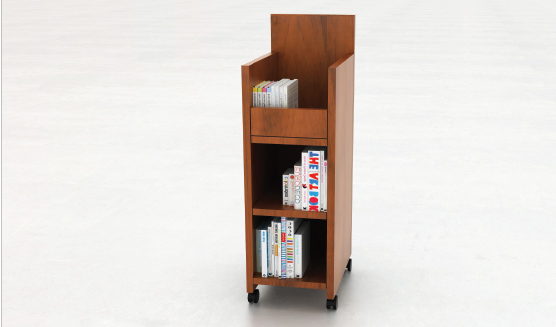 Custom Mobile Bookcase Cart Finished in Summerflame
