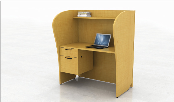 Custom Curved Study Carrel Finished in Natural Maple