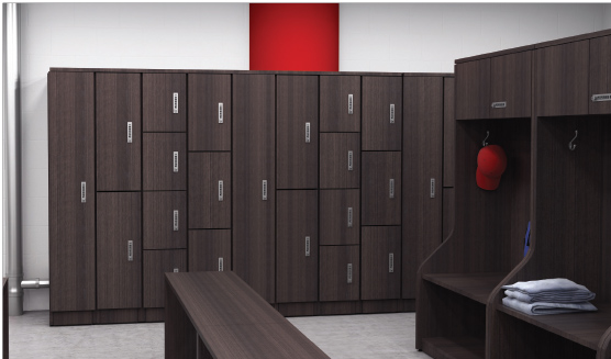 Custom Locker Room #2 with Digital Locks Finished in Tuxedo