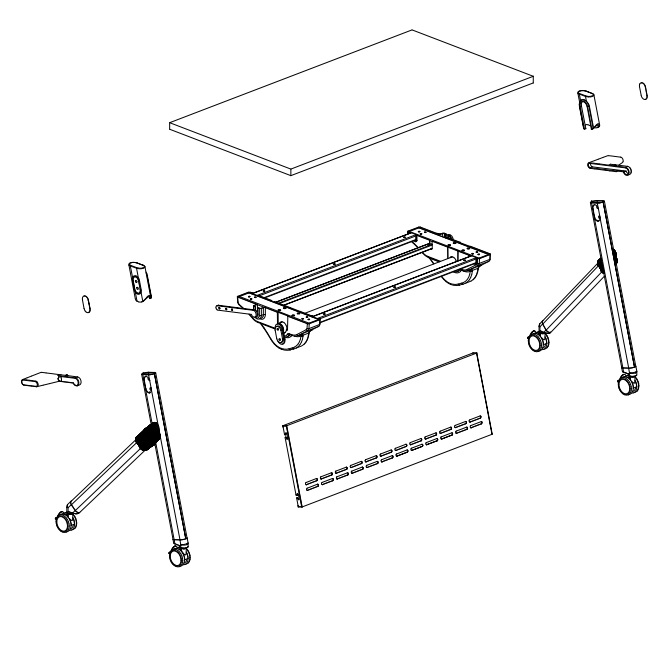 Exploded view of all flip top table parts