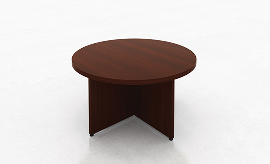 Round Top/Cross Base Coffee Table In Mahogany Impression 