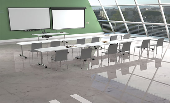 Mobile Rectangle Training Tables In White 