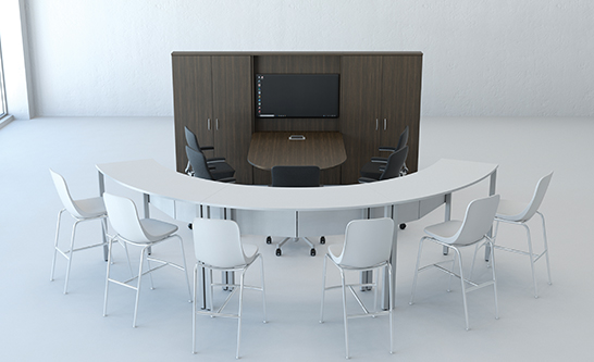 Custom D Top Media Table In Grigio 