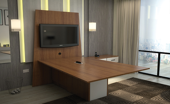 Custom Rectangle Media Table In Dark Rum and Stainless 