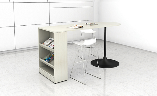 Counter Height Table with Trumpet Base In White Chocolate 