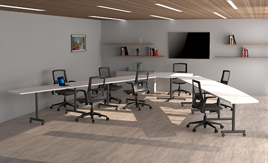 Wing Shape Training Tables In White 