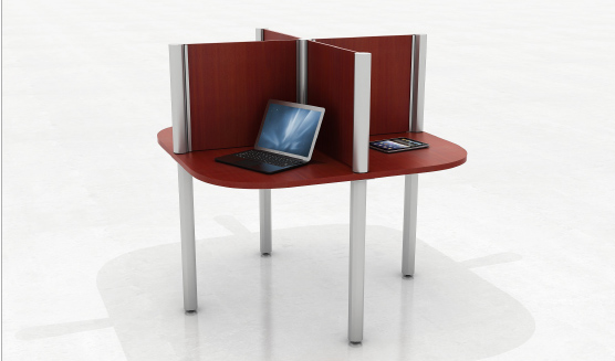 Custom Quad Post with Panel Desk Finished in Wild Cherry