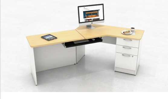 Corner Desk Finished in White and Natural Maple