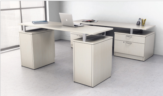 Custom Pedestal Riser Desk Finished in White Chocolate