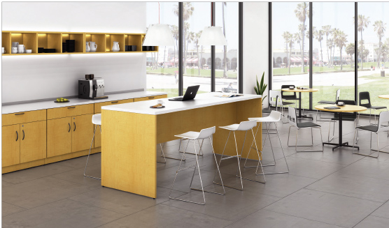 Custom Lunchroom Finished in Natural Maple and White